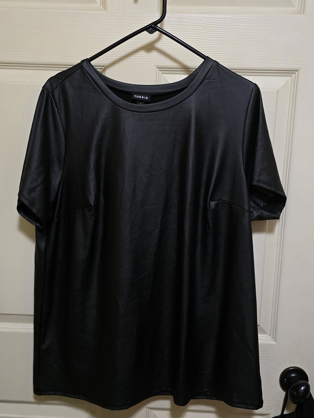torrid Black Faux-Leather Short Sleeve Tee Top